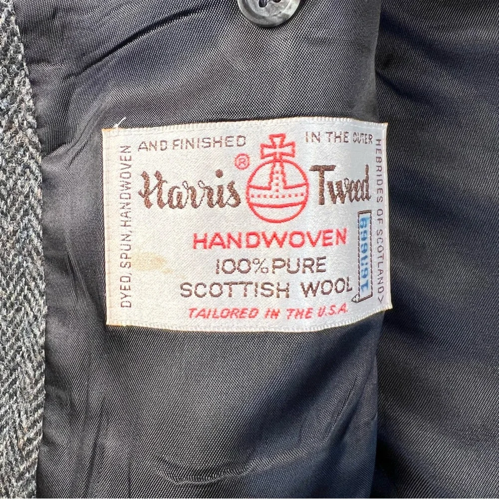 Harris Tweed Blazer Wool Nordstrom Houndstooth 2 Button‎ 42S *see measurements